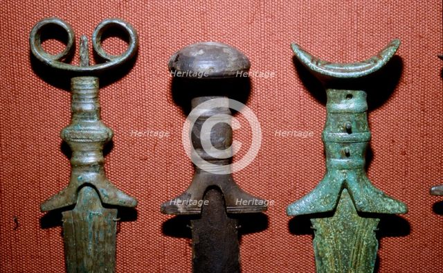 Hilts of Bronze Swords from South Bavaria, Germany, 12th-8th century BC. Artist: Unknown.