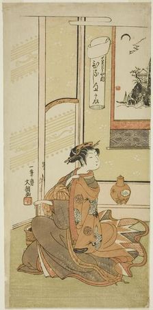Hinaji of the Chojiya, from the series "Fuji-bumi (Folded Love-letters)", c. 1769/70. Creator: Ippitsusai Buncho