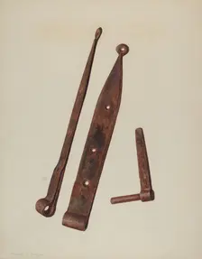 Hinges and Bolt, c. 1939. Creator: Manuel G. Runyan