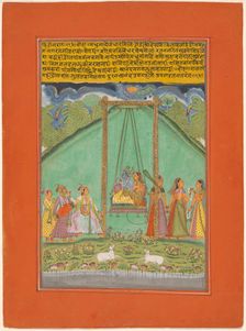 Hindol Raga, page from a Garland of Musical Ragas (Ragamala) Set, 1750/70. Creator: Unknown