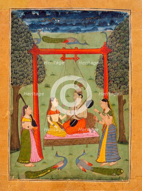 Hindola Raga, Folio from a Ragamala (Garland of Melodies), c1700 or earlier. Creator: Unknown.