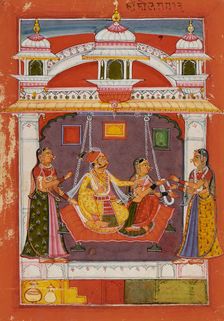Hindola Raga, Folio from a Ragamala (Garland of Melodies), Late 17th century. Creator: Unknown