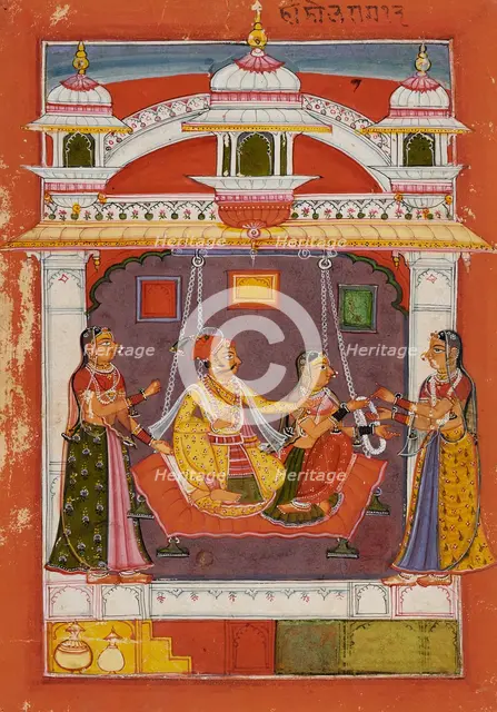 Hindola Raga, Folio from a Ragamala (Garland of Melodies), Late 17th century. Creator: Unknown.