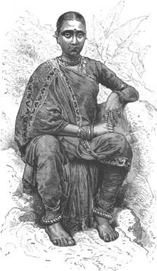 Hindoo Girl; Black Bear shooting in the Himalayas 1875. Creator: G. Beste