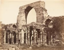 Hindoo Pillars and Mahomedan Arch at the Qutub Minar, Delhi, 1858-61. Creator: Unknown