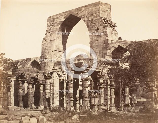 Hindoo Pillars and Mahomedan Arch at the Qutub Minar, Delhi, 1858-61. Creator: Unknown.