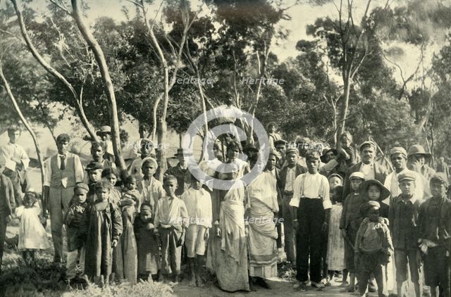 'Hindoo Refugees from the Transvaal in Camp at Cape Town', 1900. Creator: Alf S Hosking.