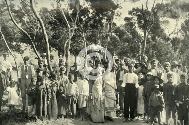 'Hindoo Refugees from the Transvaal in Camp at Cape Town', 1900. Creator: Alf S Hosking.
