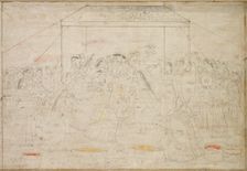 Hindu God Krishna Being Dressed in Women's Clothes for Spring Festival Holi, c. 1790. Creator: Unknown