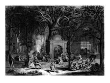Hindu Fakirs practicing their superstitious rites 19th century. Artist: Bell