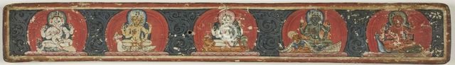 Hindu Manuscript Cover with Ganesha, Brahma, Shiva and Parvati, Vishnu...late 15th/early 16th cent. Creator: Unknown.