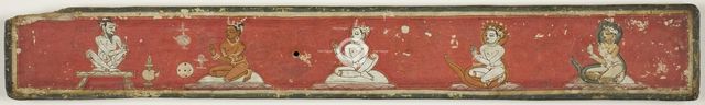 Hindu Manuscript Cover with Two Disciples and a Naga King and Queen..., late 15th/early 16th cent. Creator: Unknown.