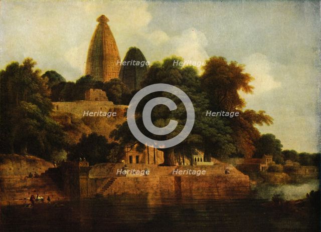 'Hindu Temple at Bindrabund on the Jumna', 1797, (1922).  Creator: Thomas Daniell.