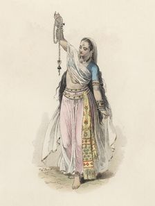 Hindustan woman in the modern age, color engraving 1870
