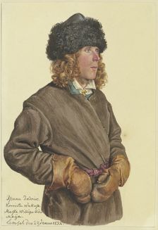 Hip portrait of a young Russian peasant, 1832. Creator: Gerhard Wilhelm von Reutern