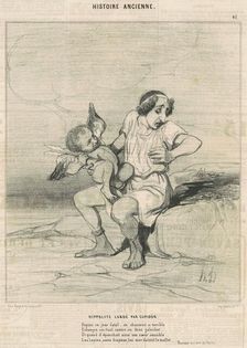 Hippolyte lardé par Cupidon, 19th century. Creator: Honore Daumier