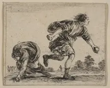 Hippomenes and Atalanta, from Game of Mythology (Jeu de la Mythologie), 1644. Creator: Stefano della Bella