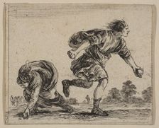 Hippomenes and Atalanta, from Game of Mythology (Jeu de la Mythologie), 1644. Creator: Stefano della Bella