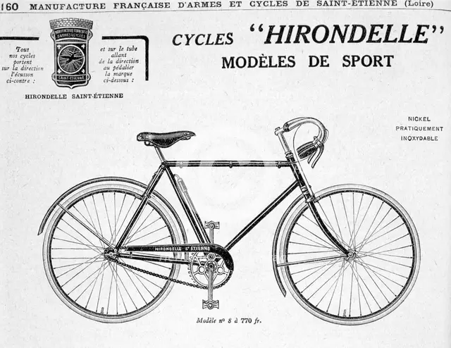 Hirondelle Saint Etienne, Bicycle Tourism Advertisement, 20th century. Artist: Unknown