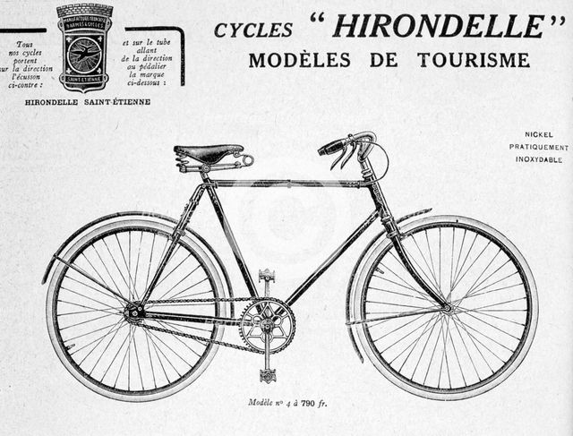Hirondelle Saint Etienne Bicycle Tourism Advertisement, 20th century. Artist: Unknown