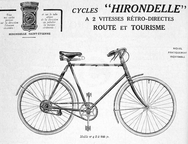 Hirondelle Saint Etienne, Bicycle Tourism Advertisement, 20th century. Artist: Unknown