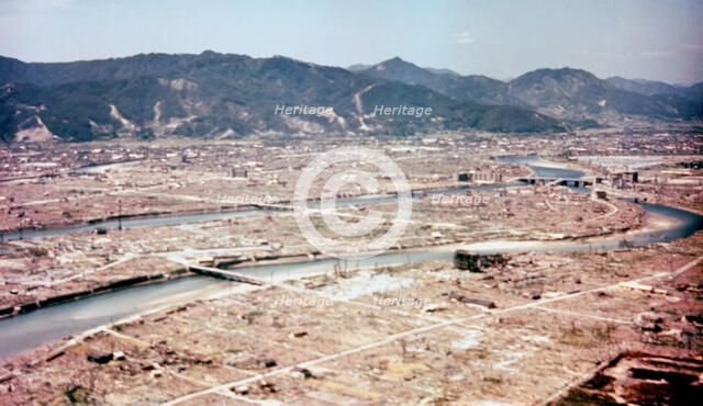 Hiroshima, Japan, after the dropping of the atom bomb in August 1945. Artist: Unknown