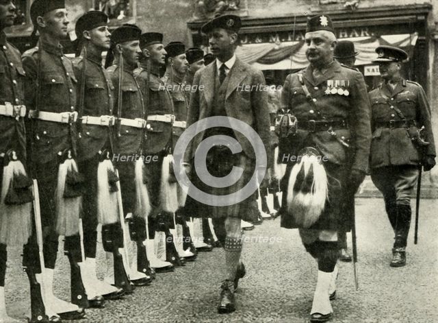 'His Majesty Inspecting The Guard Of Honour Of The Black Watch At Perth in August, 1935.  Creator: Unknown.