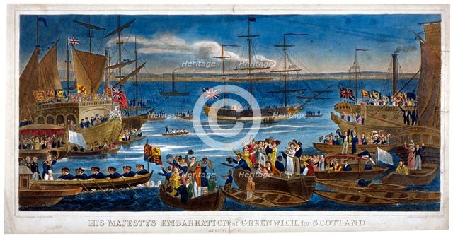 'His Majesty's Embarkation at Greenwich, for Scotland, 1822.                                         Artist: John Chapman