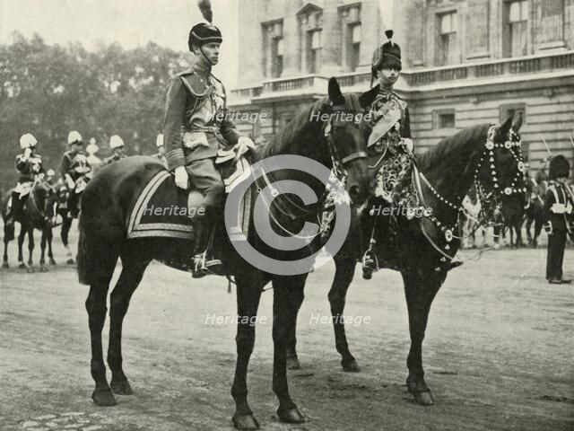 'His Majesty with the Duke of Gloucester, at the Trooping the Colour, 1928', 1937. Creator: Unknown.