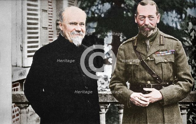 'His Majesty with President Poincare at The British General Headquarters in France', c1916, (1935). Creator: Unknown.