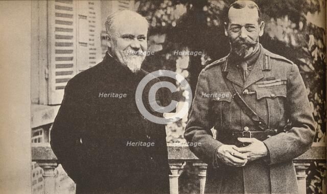 'His Majesty with President Poincare at The British General Headquarters in France', c1916, (1935). Creator: Unknown.