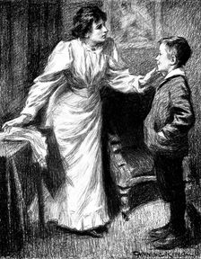 His Cheap Bravo: "Don't tell me," said his sister...that anything's appened to him"..., 1898. Creator: Unknown