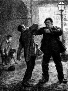 His Cheap Bravo: ...the large-faced man decorated Mr. Price's face oddly..., 1898. Creator: Unknown