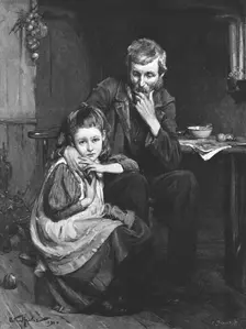'His Daughter's Bairn", after Arthur Hacker 1891. Creator: Unknown