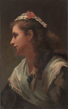 His First Model-Miss Russell, c. 1873. Creator: William Morris Hunt (American, 1824-1879), attributed to