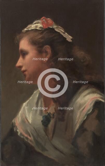 His First Model-Miss Russell, c. 1873. Creator: William Morris Hunt (American, 1824-1879), attributed to.