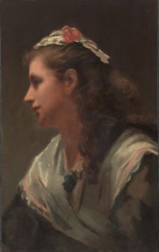 His First Model-Miss Russell, c. 1873. Creator: William Morris Hunt (American, 1824-1879), attributed to