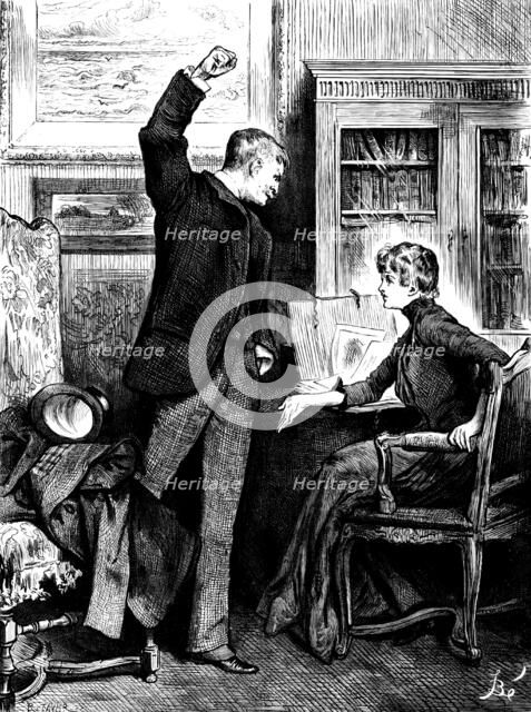 His hand remained raised - he was speechless...he was helpless with blind rage and madness, 1890. Creator: R. Taylor.