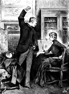 His hand remained raised - he was speechless...he was helpless with blind rage and madness, 1890. Creator: R. Taylor