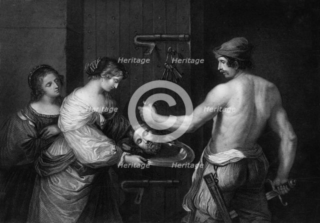 'His head was brought in a charger, and given to the damsel', mid 19th century. Creator: WH Egleton.
