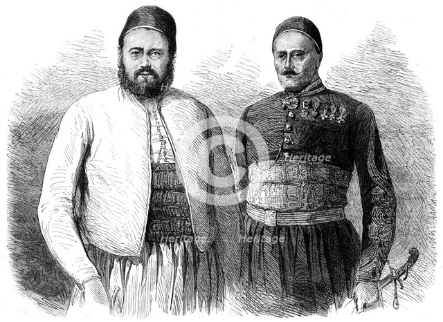 His Highness Said Pacha, the Viceroy of Egypt, [and] Koenig Bey, Private Secretary to Said..., 1862. Creator: Unknown.