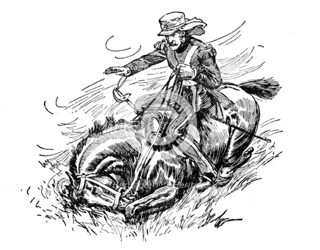 'His Horse Was Shot Under Him', c1929.  Creators: Howard Davie, Harry Payne.