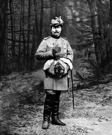 His Imperial Majesty the German Emperor in hunting costume, 1895. Creator: P Naumann