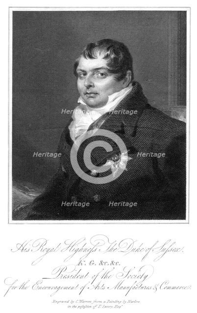 'His Royal Highness the Duke of Sussex', 19th century. Artist: C Warren