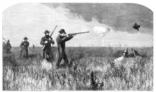 His Royal Highness the Prince of Wales shooting on the prairies of the far west, 1860. Creator: Harrison Weir