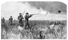 His Royal Highness the Prince of Wales shooting on the prairies of the far west, 1860. Creator: Harrison Weir