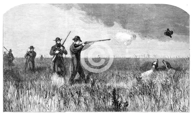 His Royal Highness the Prince of Wales shooting on the prairies of the far west, 1860. Creator: Harrison Weir.