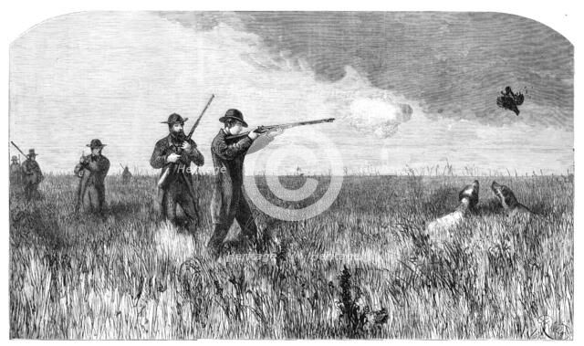 His Royal Highness the Prince of Wales shooting on the prairies of the far west, 1860. Creator: Harrison Weir.