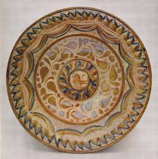 Hispano-Moresque Lustre Dish with Blue Fish-Scale Border. 15th Century 1928