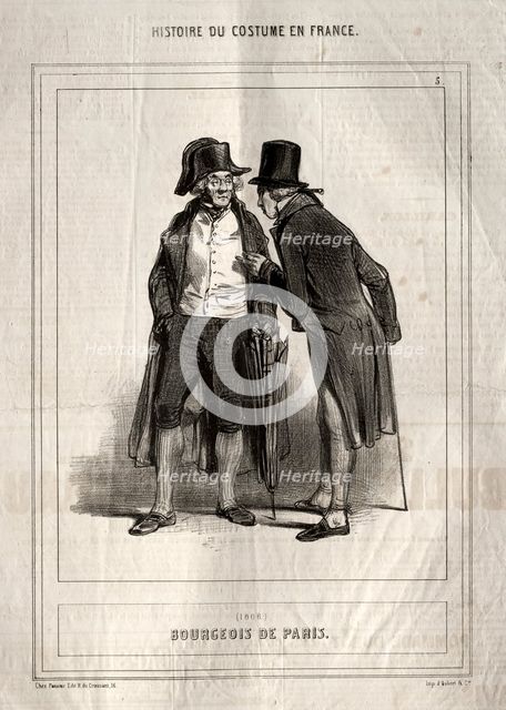 Histoire du Costume en France: Bourgeois de Paris, 1843. Creator: Paul Gavarni (French, 1804-1866).